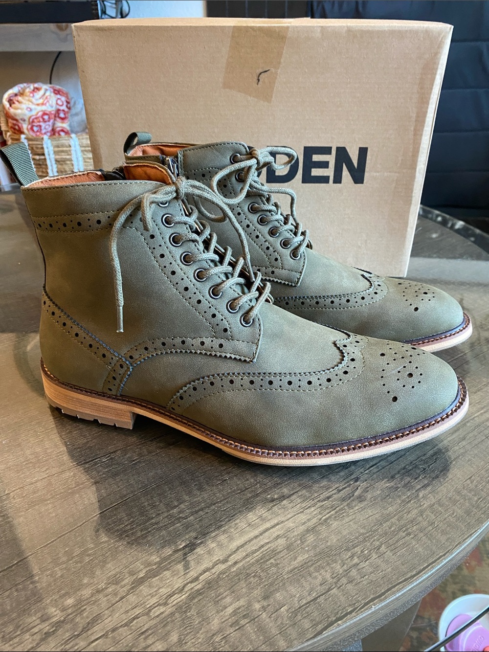 Steve Madden Olive Green Brogue Chukka Boots